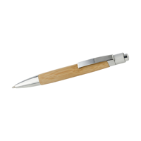 Wooden ballpen with metal clip.